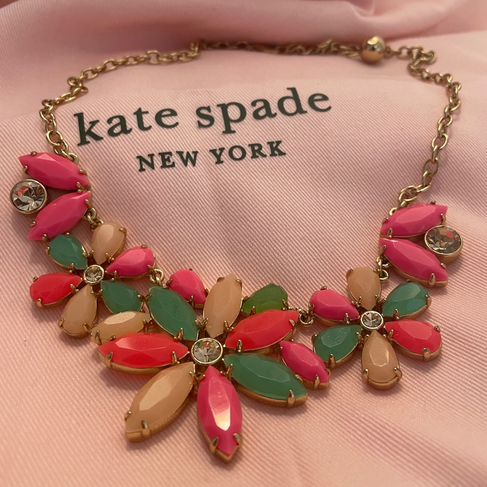 Kate Spade New York necklace with jeweled flowers